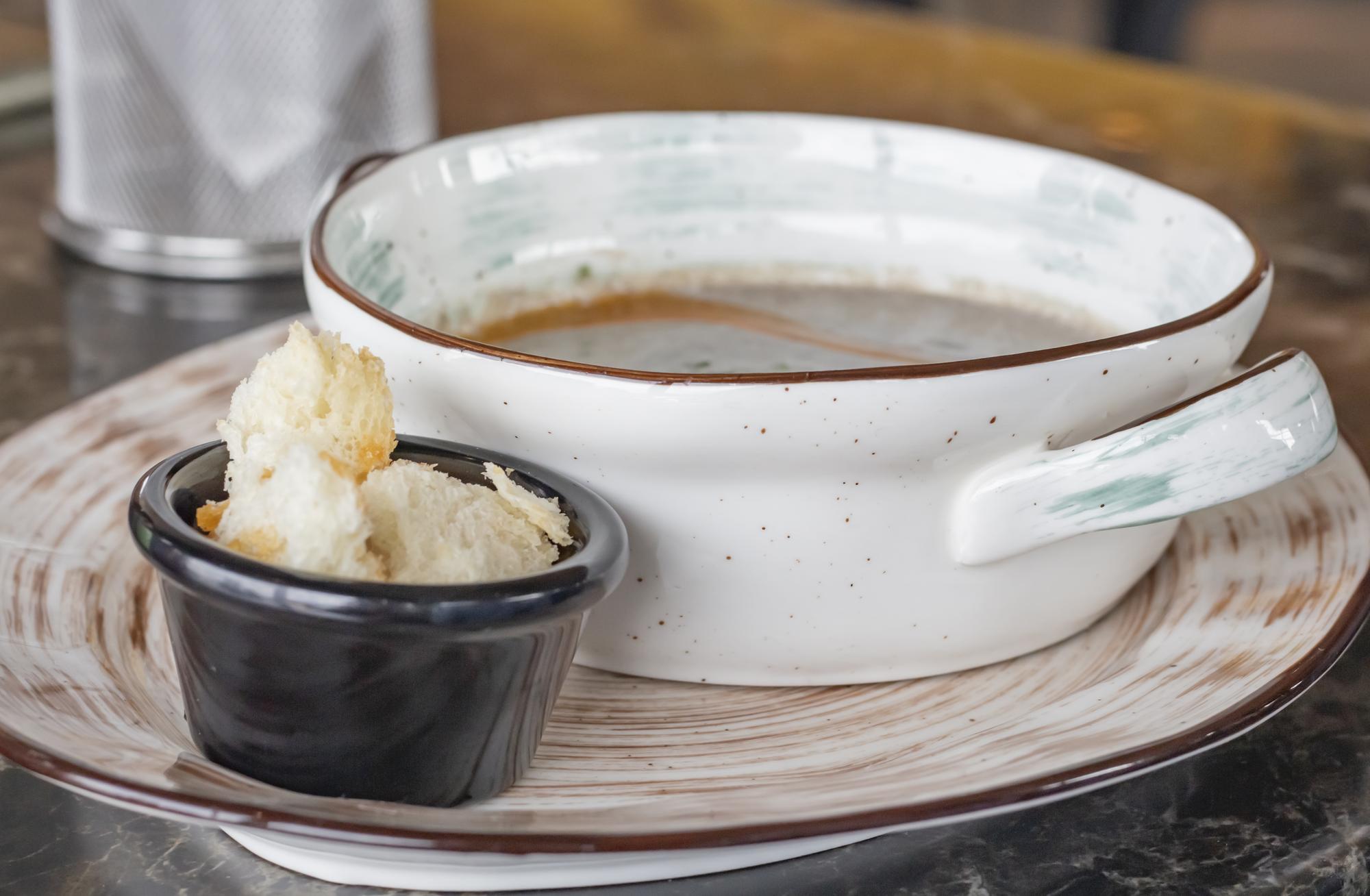Dessert in a ceramic bowl with textured glaze